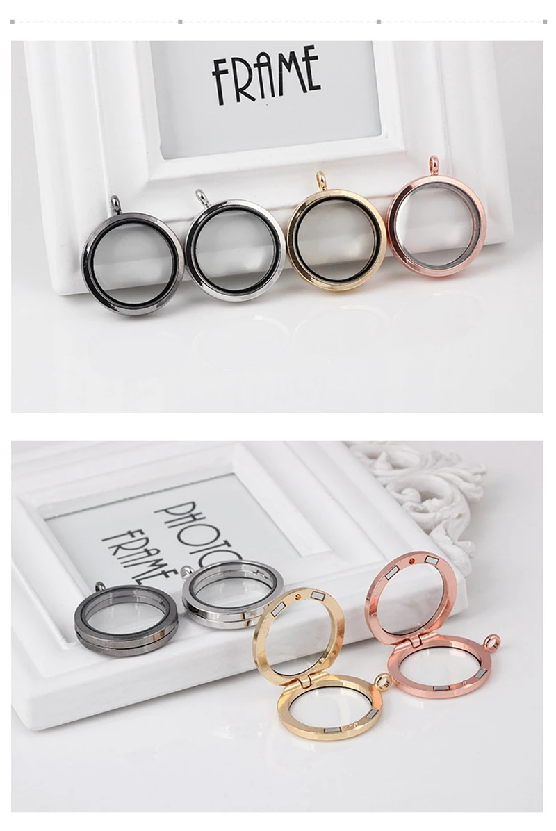 

5pcs/set, 35*35mm, Smooth Face Round Floating Living Magnetic Glass locket Pendant Fit Necklace, Bracelets, keychains