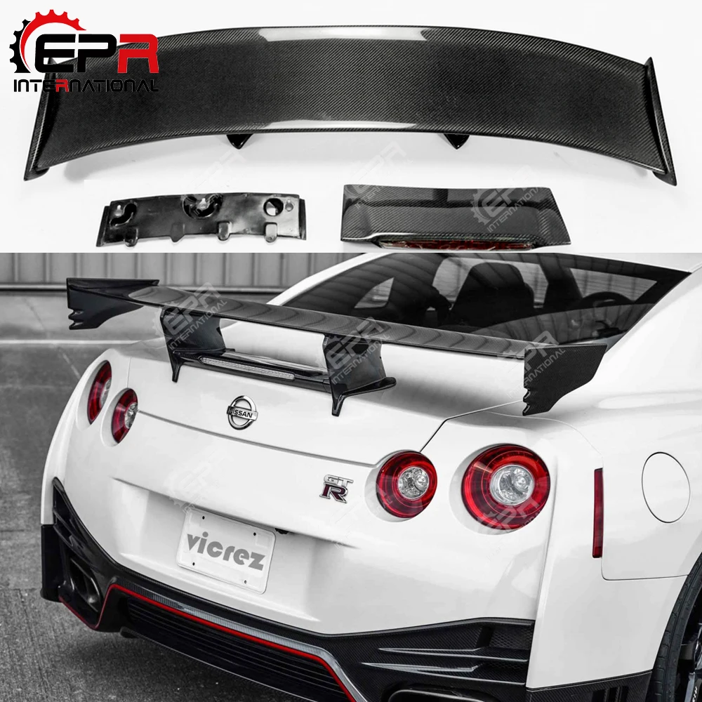 

For Nissan R35 GTR Carbon Fiber Rear Spoiler (Included Lights) Nismo Style GT Rear Wing For GTR R35 Body Kit Tuning