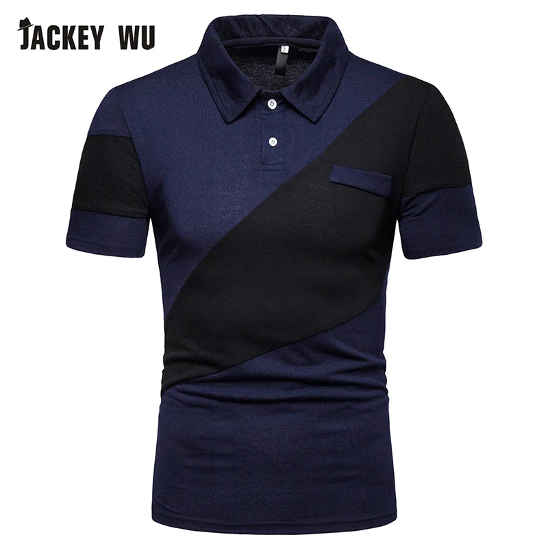 JACKEYWU Polo Shirt Men 2019 Summer Fashion Contrast Color Half Sleeve Tees Cotton Breathable Camisa Elastic Casual Polos | Мужская