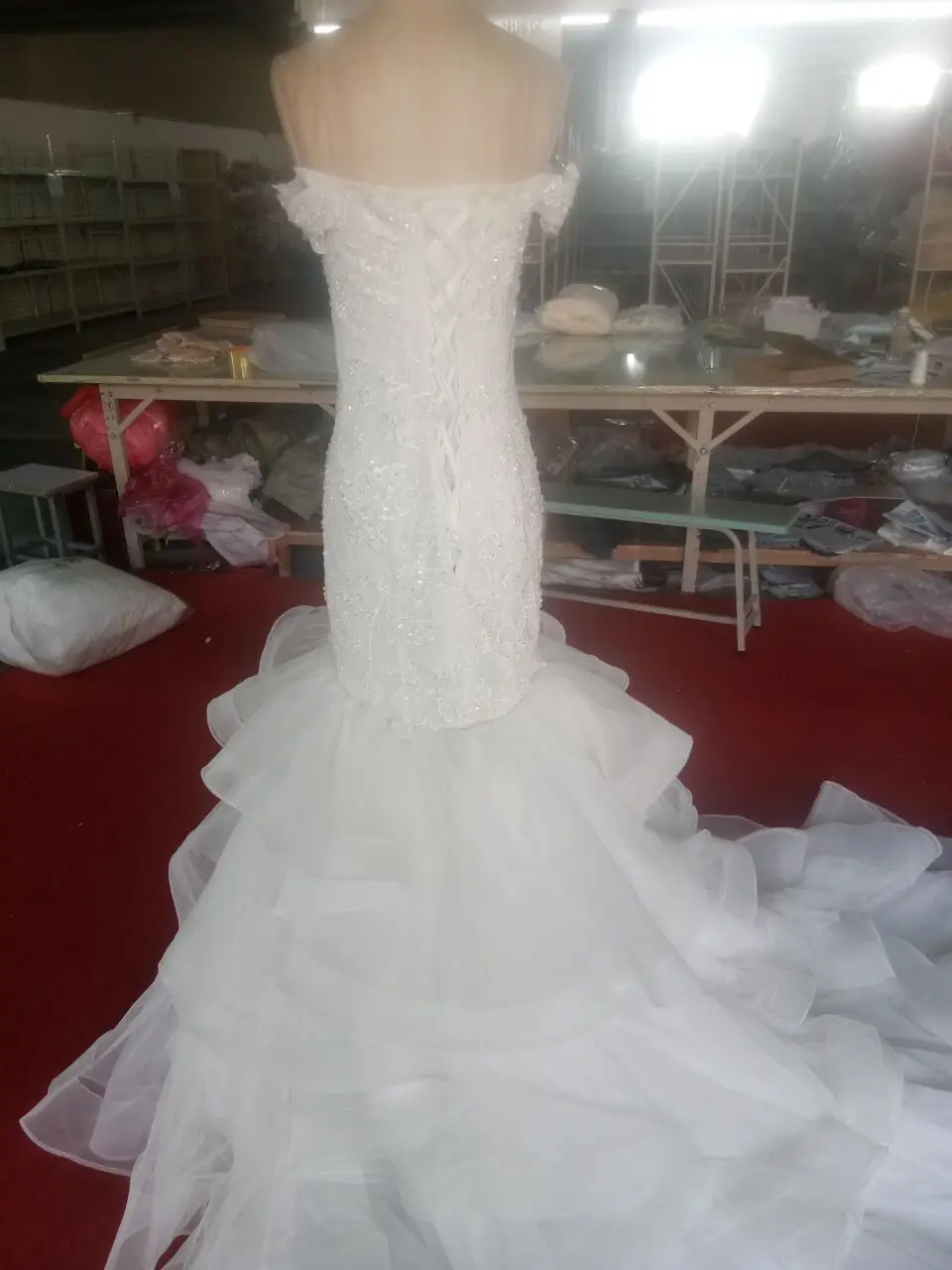Clearance Sexy short sleeves Boat neck Wedding Gowns with mermaid Lace Bead instock ivory Romantic bride dress | Свадьбы и торжества