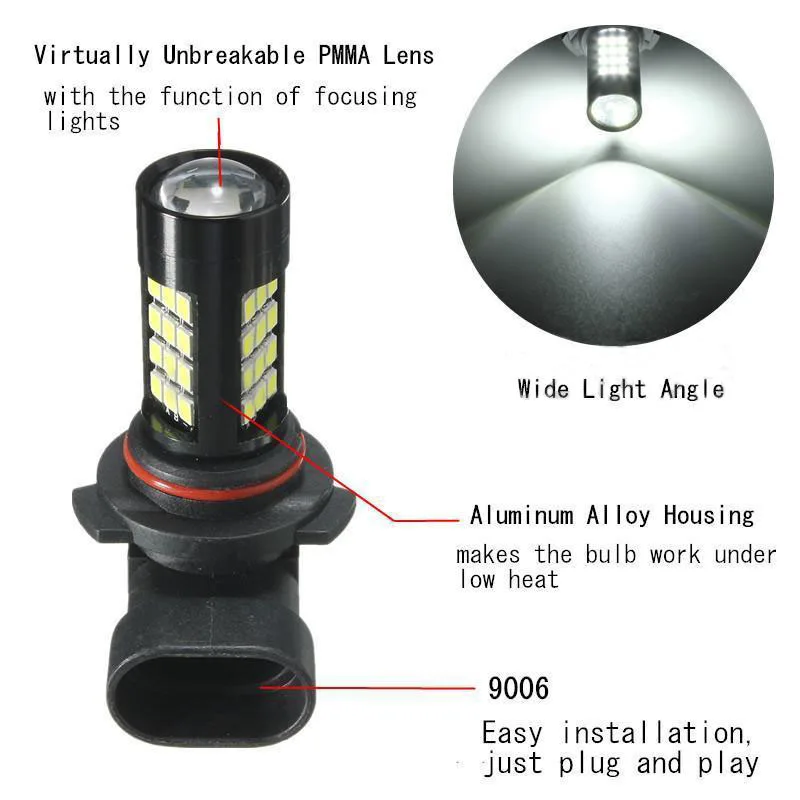 2 шт./компл. 9006 HB4 2835 42SMD светодиодный Canbus Error Free туман светильник лампочка 6500K