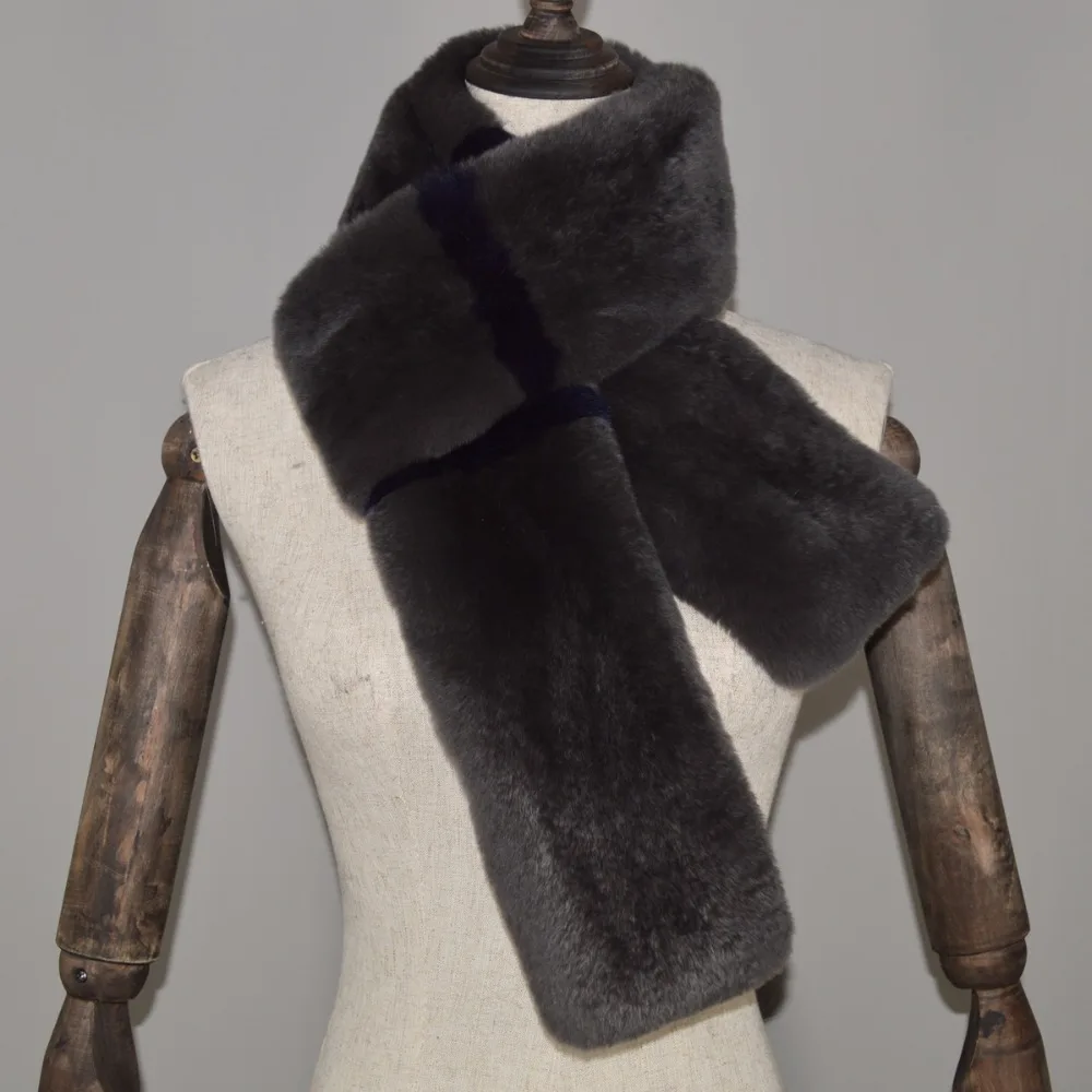 Зимние теплые женские из натуральной кожи с мехом кролика шарфы для женщин новые