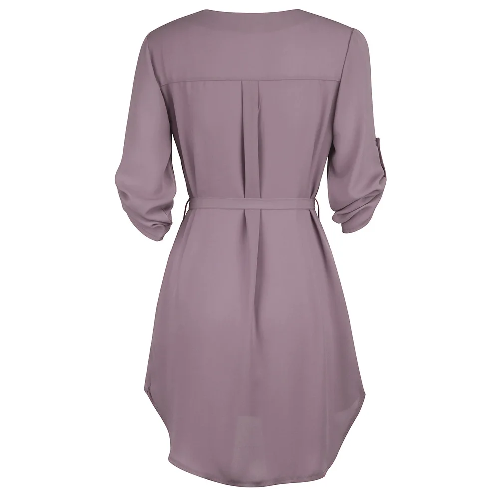 5 цветов, женское пляжное платье, короткая Туника Футболка, платье Vestidos, Однотонный сарафан с v-образным вырезом, винтажные карманы, свободные шифоновые вечерние платья