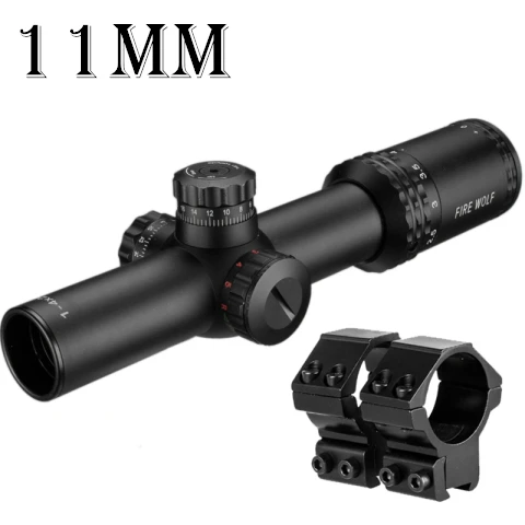 FRIE WOLF Серебряный 1-4X24 Riflescopes прицел Red Dot охотничий ж/крепления для AR15 AK - Цвет: 11mm