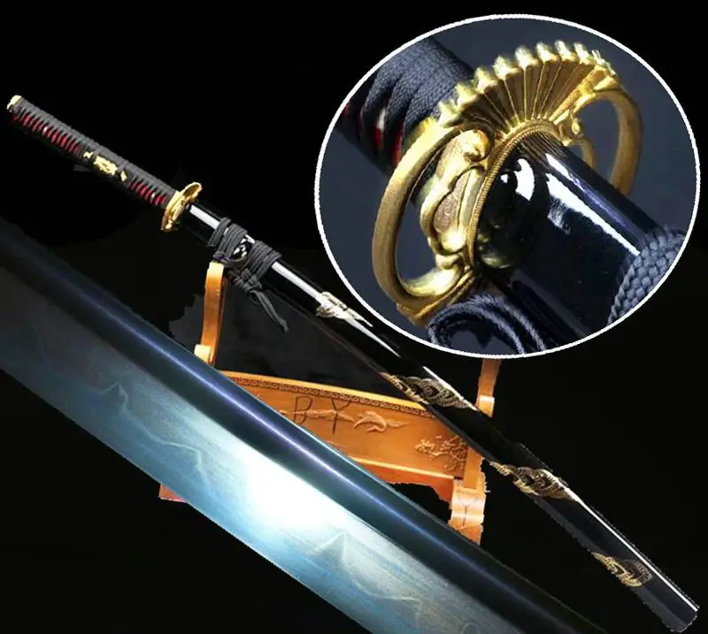 Уникальная Стальная бритва T10 с голубым искусственным мечом катана глина