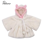 Pudcocoзимняя одежда для маленьких девочек пальто с искусственным мехом для младенцев теплая детская куртка с заячьими ушками Рождественский зимний комбинезон, верхняя одежда для детей