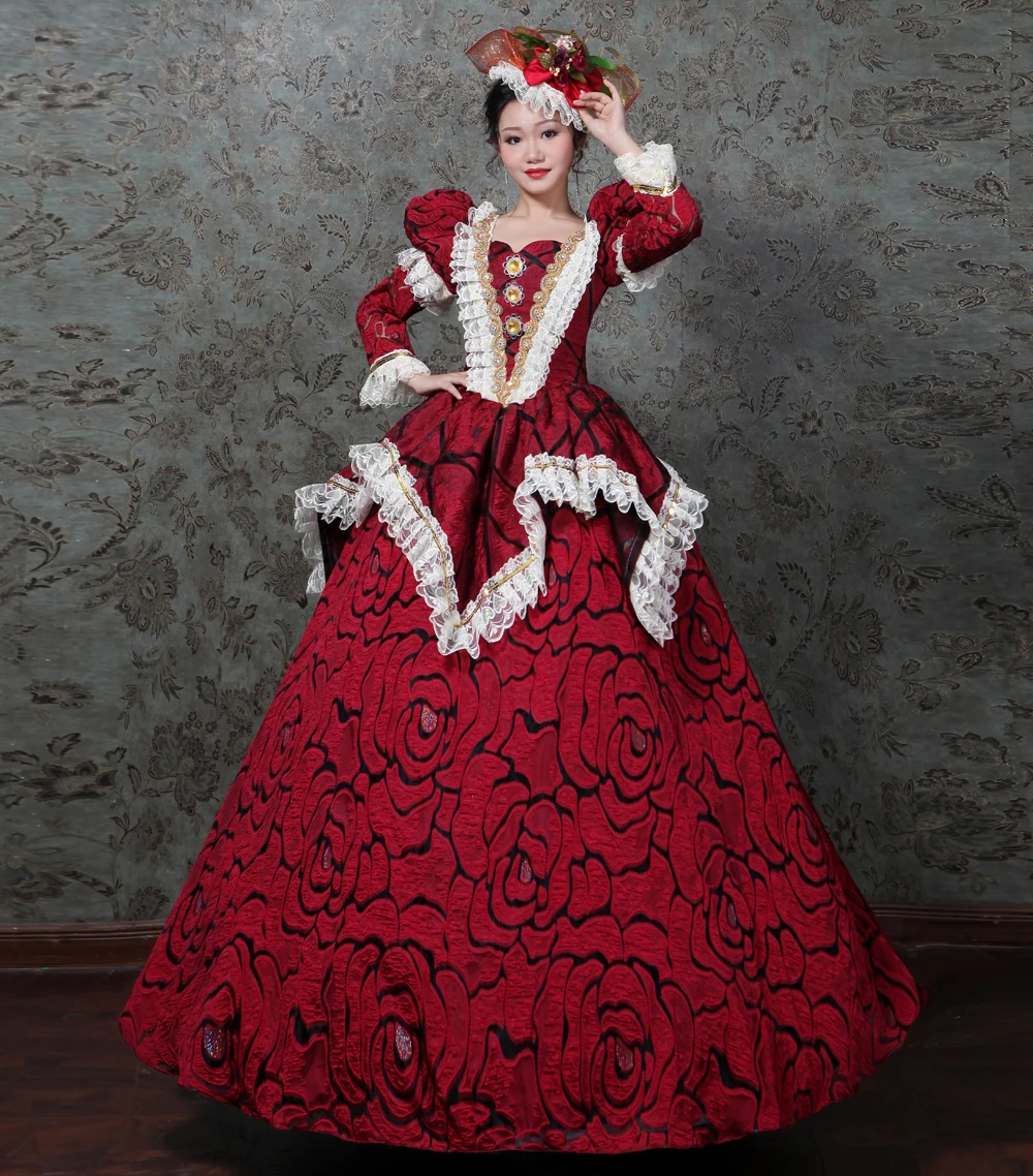 Красный Rococo платье Мария Антуанетта принтом Цветочное без рукавов в стиле