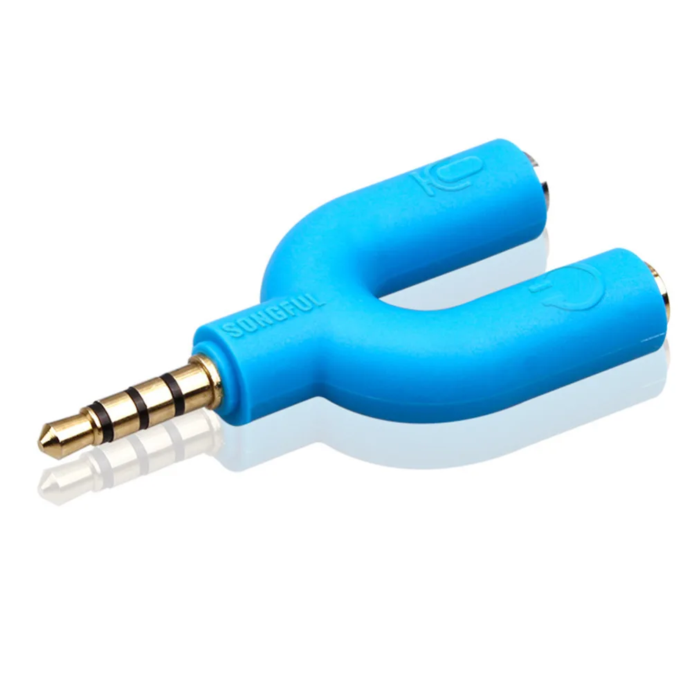 New 2 in 1 Swivel Connector For Computer Mobile Phone PC Adapter U Type Dual 3.5 MM Headphone Plug Audio Cables Splitter Mic |