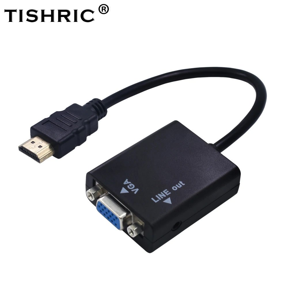 Высококачественный адаптер HDMI в VGA TISHRIC HDMI2VGA HD 1080P аналоговые аудио и видео кабели