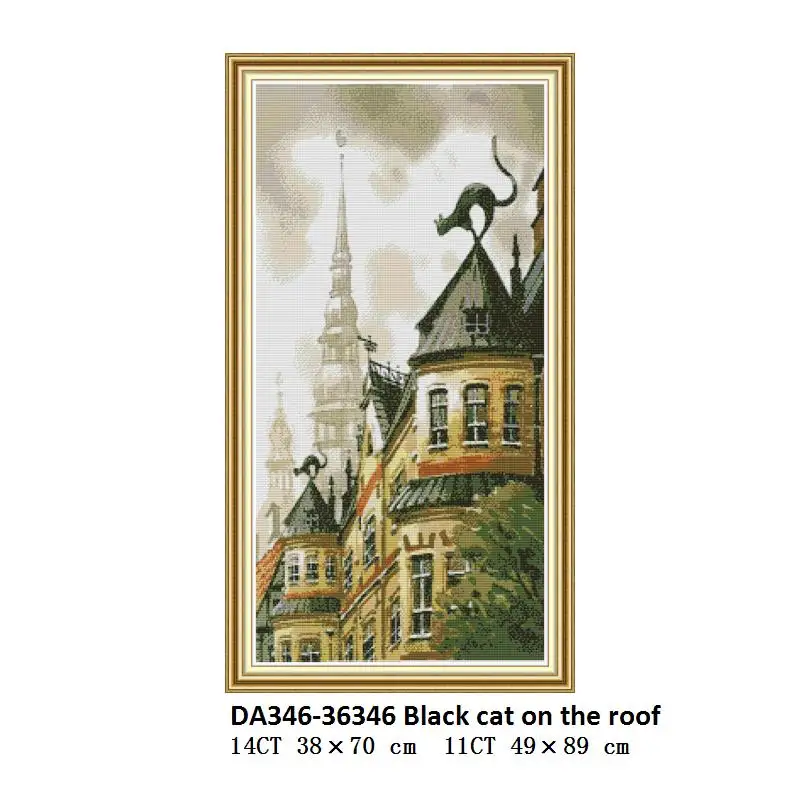 Cross Stitch DA346 Joy Sunday Вышивка крестом Кошка узоры Аида холст Пейзаж Живопись 14ct 11ct Печатный холст DIY ручные наборы для вышивания - Цвет: Cross Stitch DA346
