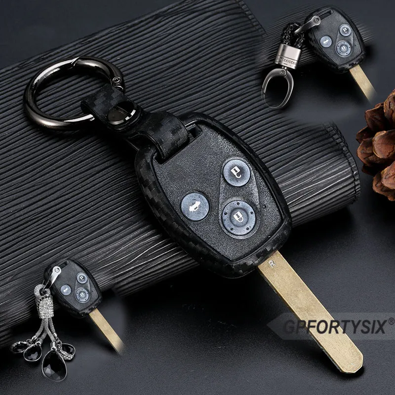 Углеродное волокно силиконовый чехол для ключей от машины брелок HONDA Accord CRV Pilot Fit