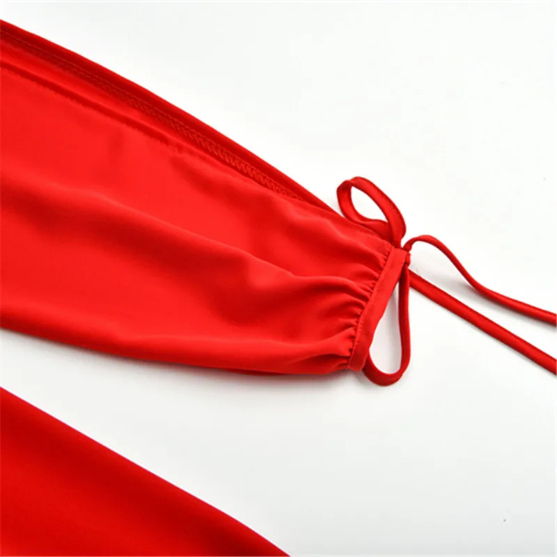 Шифоновое платье с высокой талией V образным вырезом и пышными рукавами|Женские