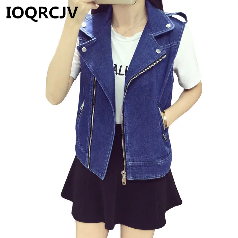 

S-8XL Women's Denim Vest Coat 2019 Autumn Zipper Casual Jeans Vest Denim Slim Short Female Vest Sleeveless Jacket Waistcoat R459