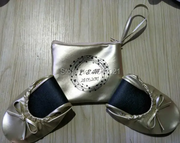 2017 лучший подарок свадебные мягкие складывающиеся балетки золотистого цвета с