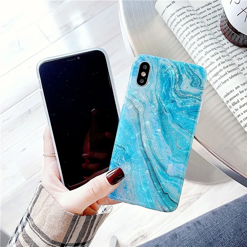 Мраморные чехлы для телефонов iphone 8 Plus Чехлы XR XS MAX 6 7 X Блестящий блестящий чехол с