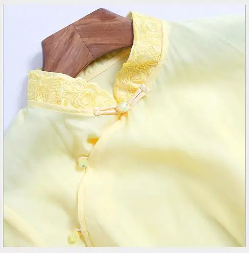 Женская рубашка 2018 новый летний китайский стиль Slim Fit Solid embroiding Top верхняя одежда