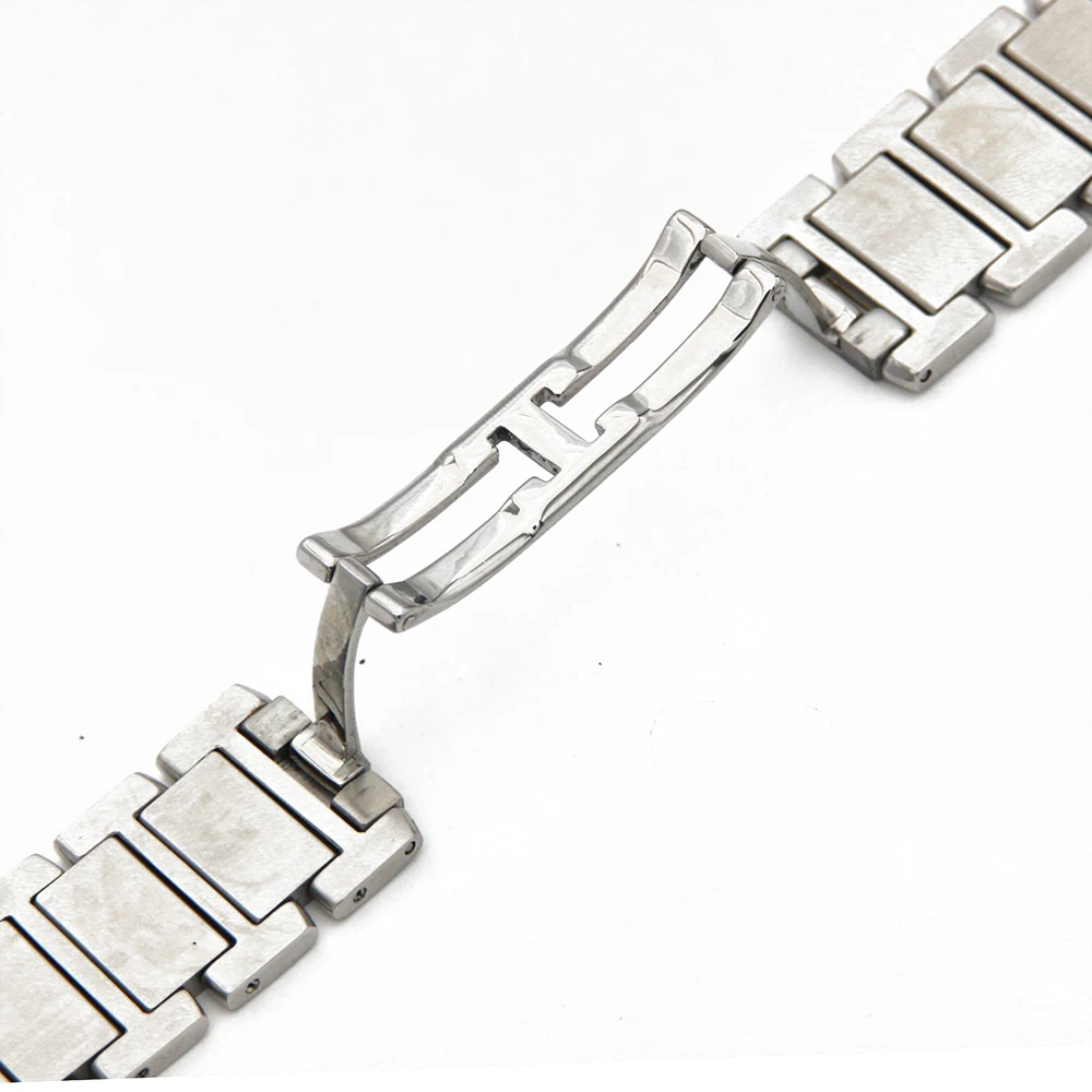 Ремешок для часов из нержавеющей стали 15 мм 20 мм для Cartier застежка-бабочка ремешок петля наручный ремень браслет серебро+ инструмент