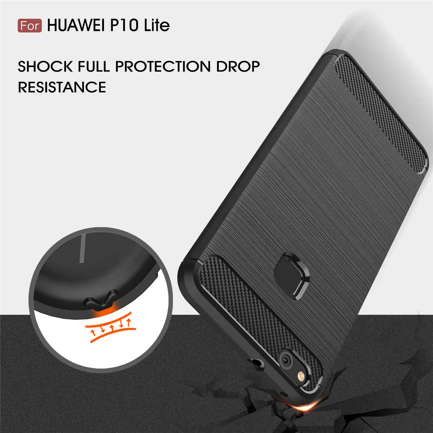 Углерода Волокна Мягкие TPU Рисование чехол для Huawei P10 Lite G10 WAS-TL10 телефон Чехлы