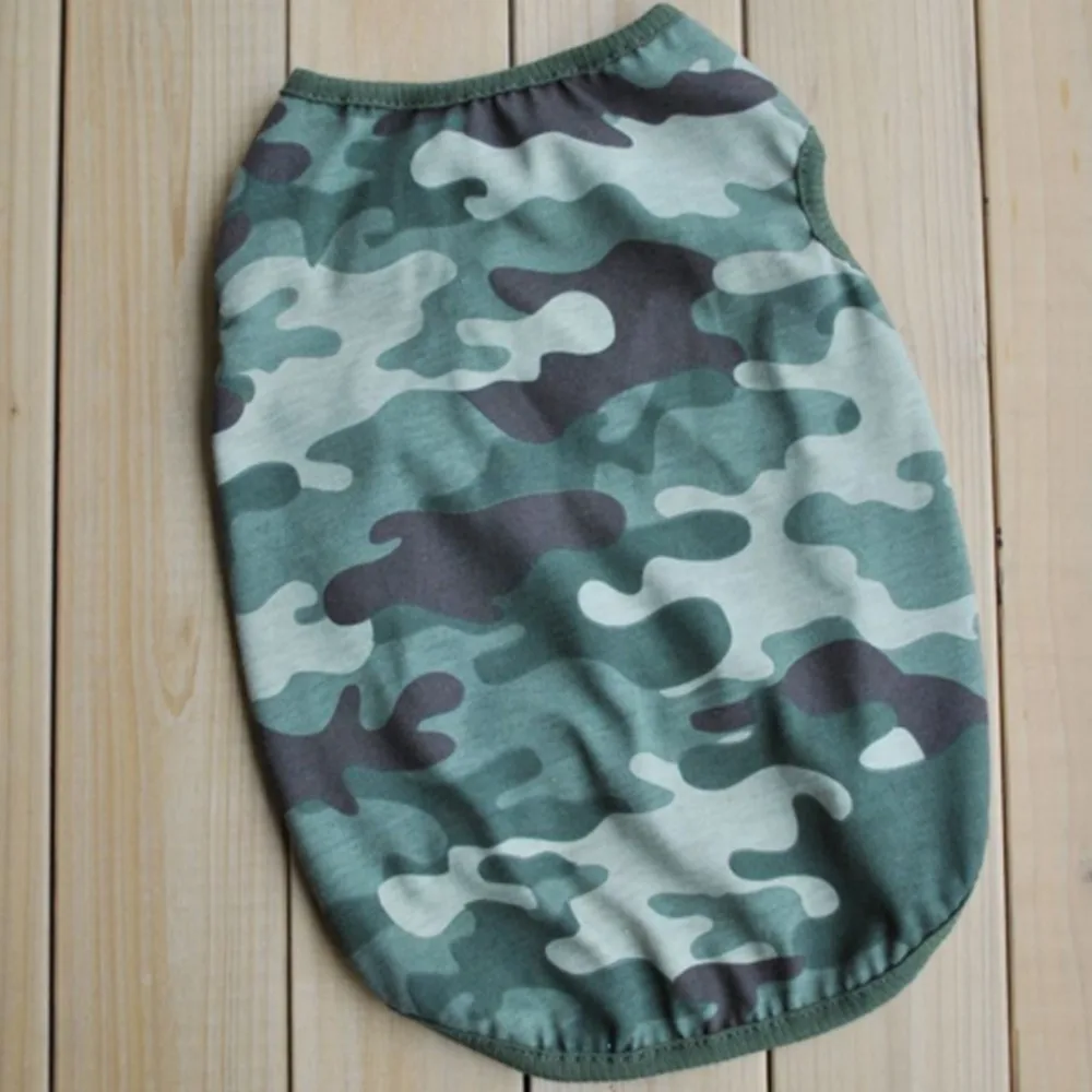 Модная футболка для собак и кошек симпатичная камуфляжная майка летняя куртка