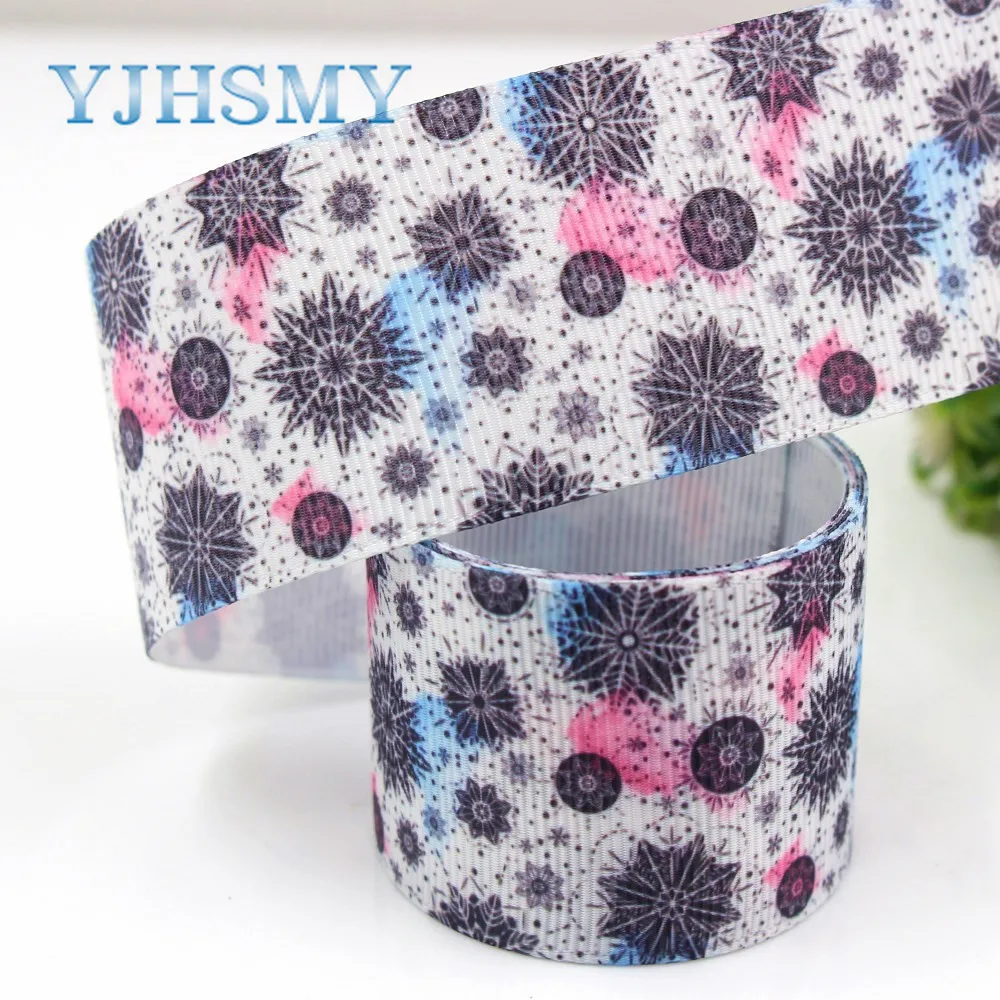 

YJHSMY G-181005-1322,10 ярдов 38 мм ленты снежинки термопечать grosgrain,DIY Ручная работа, подарочные упаковочные материалы