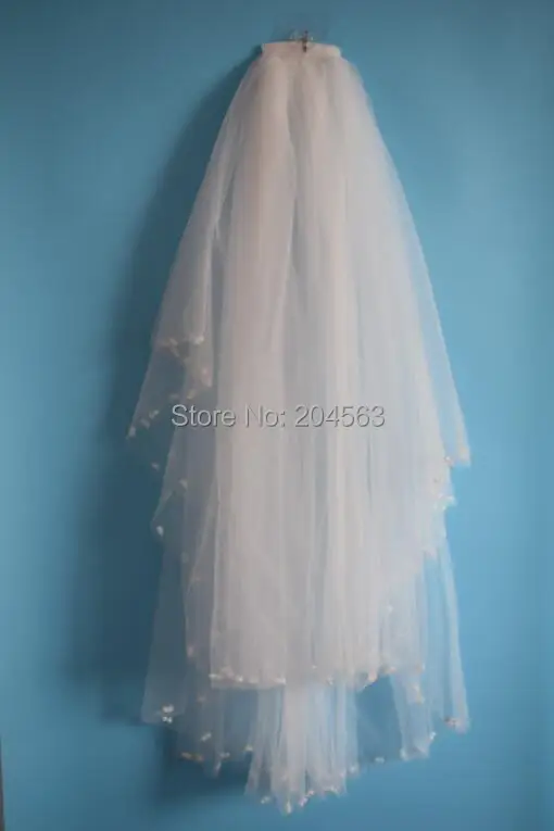 2018 двухслойная свадебная фата с бисером по низкой цене | Свадьбы и торжества