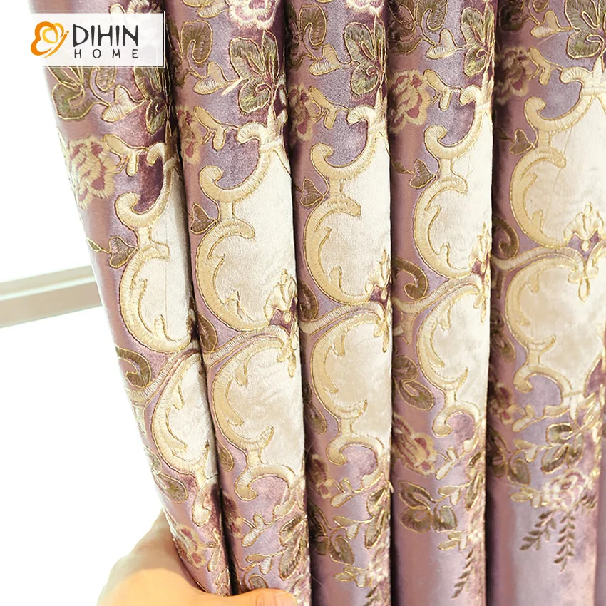 DIHIN HOME Embroidered Modern Luxury Curtains For Living Room Window Treatment Custom Made Curtain | Дом и сад