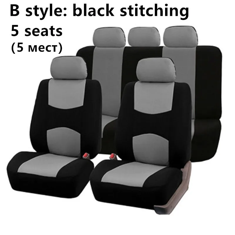 5 seats B Style Универсальные чехлы для сидений автомобилей, тканевые Чехлы для автомобилей, подходят для ford focus 2 peugeot 206 kia rio 3 VAZ 2114 lada - Название цвета: 5 seats B Style