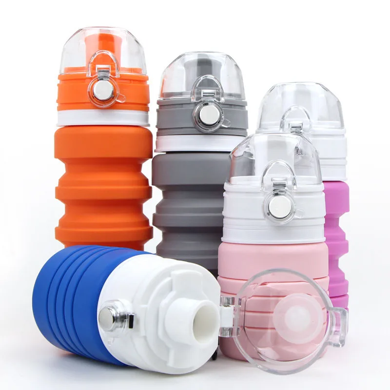 New Hot 500ml High Capacity Outdoor Sport Bottle Silica Travel Hiking riding Camp Fold Portable Telescopic Button Water | Спорт и