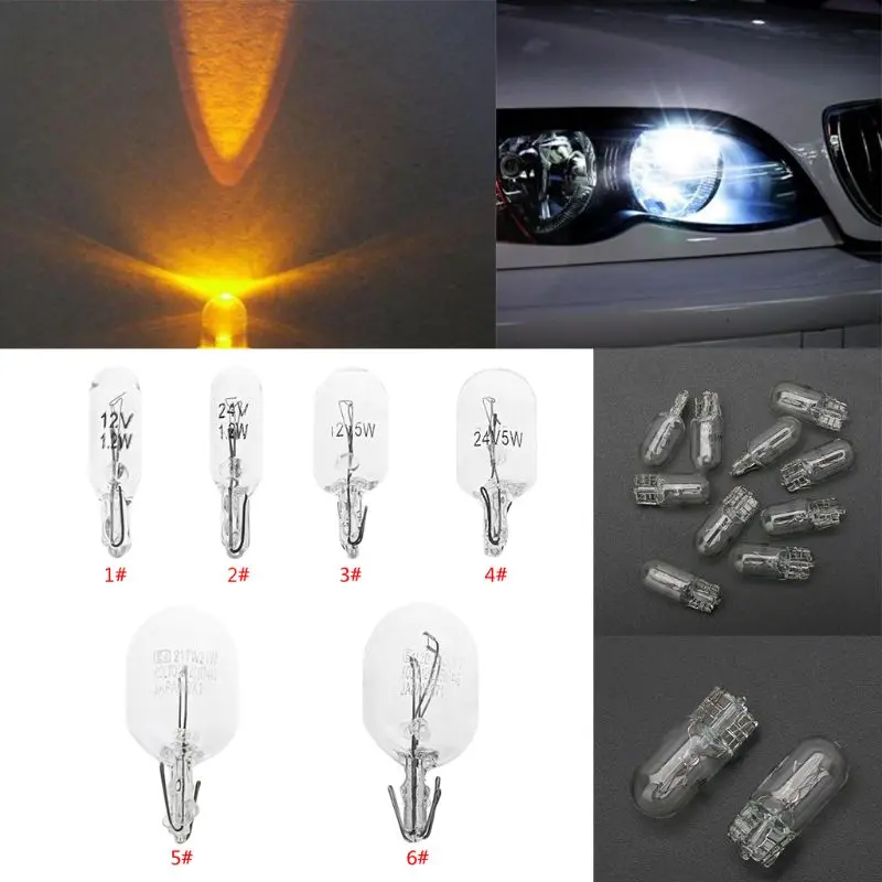 

10Pcs/2Pcs T5/T20 1.2w/5W/21w White Color 194 501 Bulb Side Wedges Car Light Source Instrument Lamp New