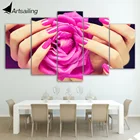Artsail большая 5 панельная Холст Искусство розы, выполненные в руках картины для гостиной, Настенный декор, искусство