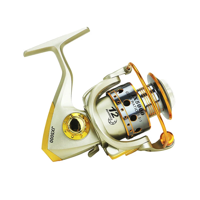 Горячая Металлическая спиннинговая рыболовная Катушка 12 подшипников JX1000 7000