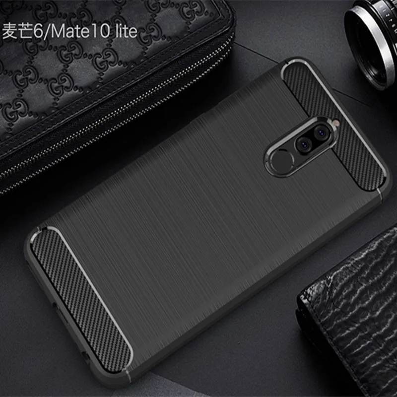 

Huawei Mate 10 Lite Case Silicon Mate 10 Lite Cover Soft Mobile Phone Cases Carbon Fiber Brushed Fundas Coque Etui Accessory