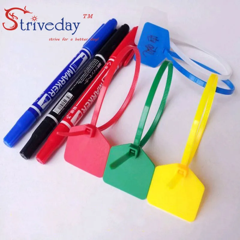 100 шт./лот одноразовые пластиковые Галстуки бирки для крупных вывесок логистики