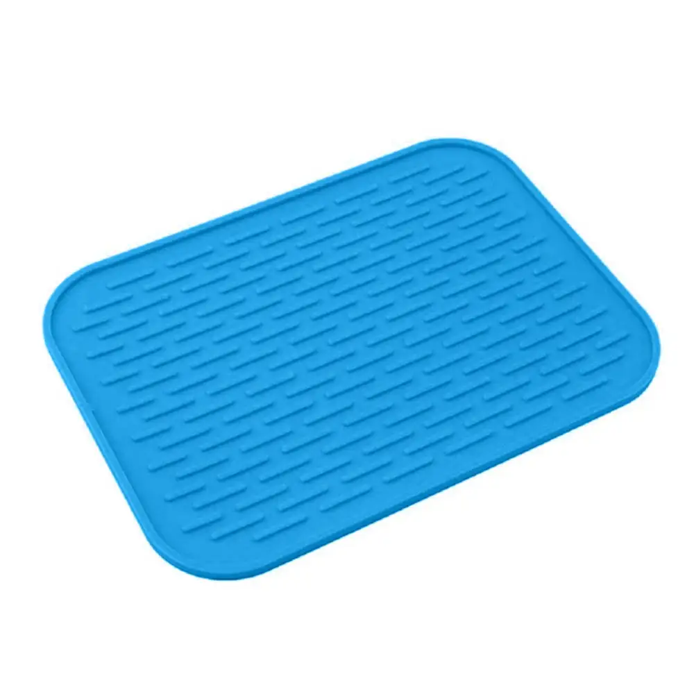 Blue 1 шт. настольная подставка для посуды коврик, кастрюля стол Теплоизоляционный силиконовый коврик кухонная раковина коврик для сушки блюда и чашка подставка - Цвет: Blue