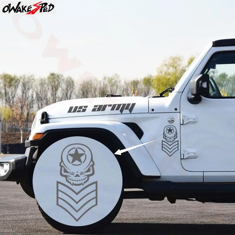 Автомобильный Стайлинг 4 шт. Череп Наклейки "Звезды" для JEEP Wrangler комплект Fender авто капот Декор аксессуары наклейки