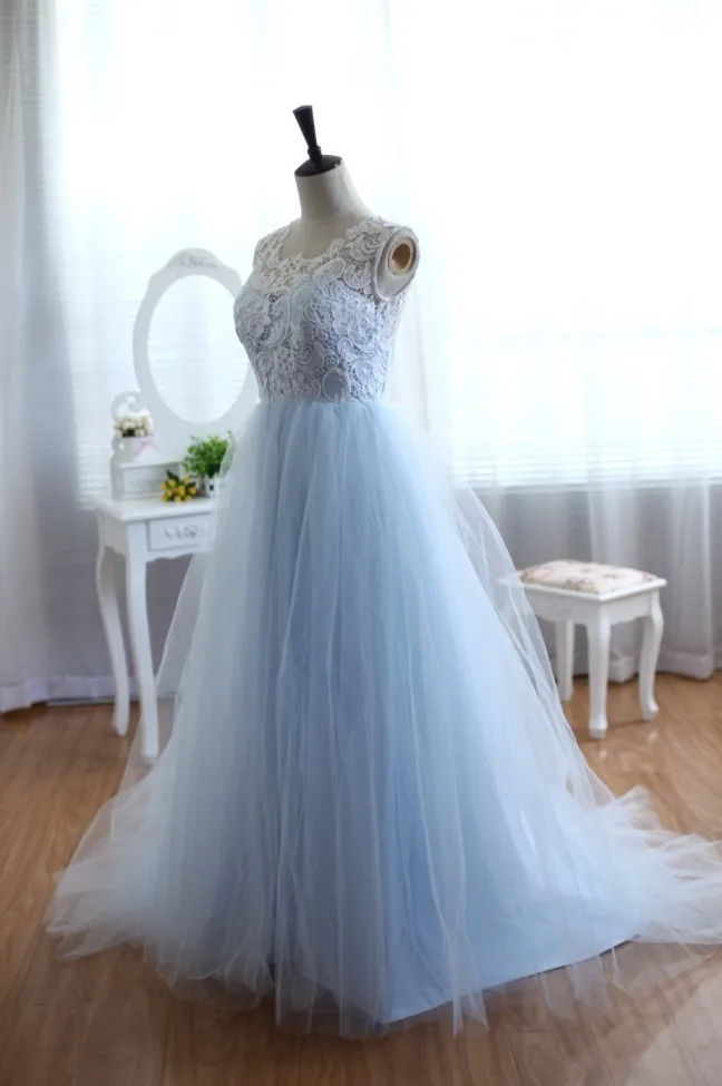 Blue Tulle Princess Ivory Lace Wedding Dress Ball Gown | Свадьбы и торжества
