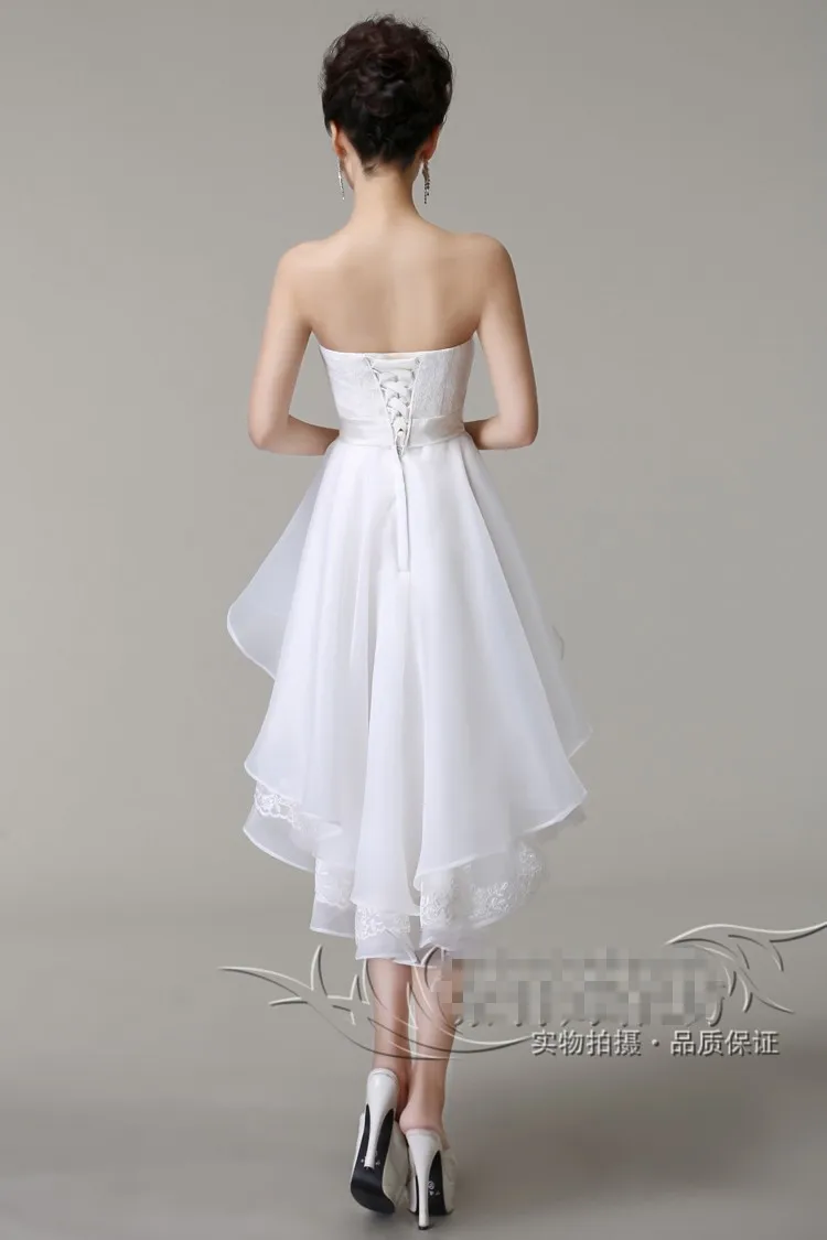 Высокие Низкие белые вечерние платья с коротким передом и длинной спинкой