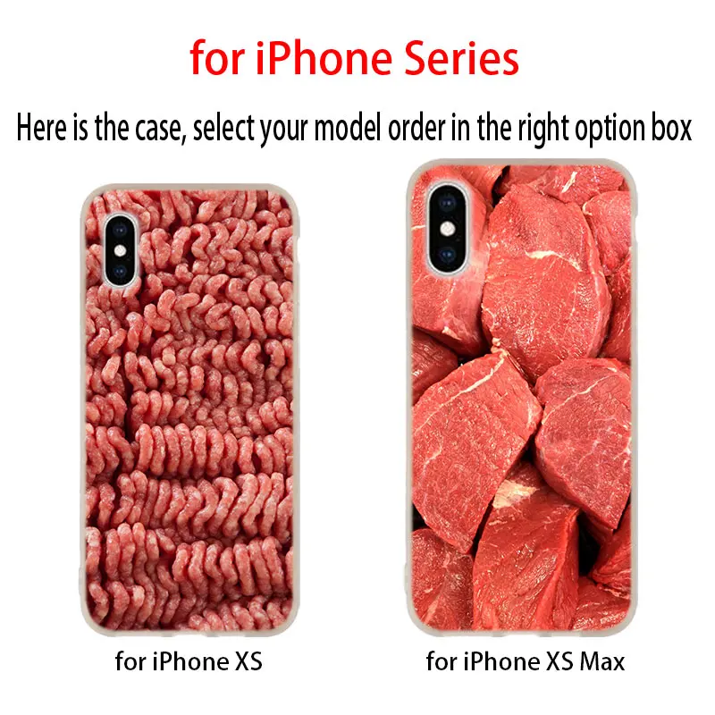 Новый свежего мяса на белом фоне пластины чехол для iphone XS 11 Pro Max XR X 10 Чехол