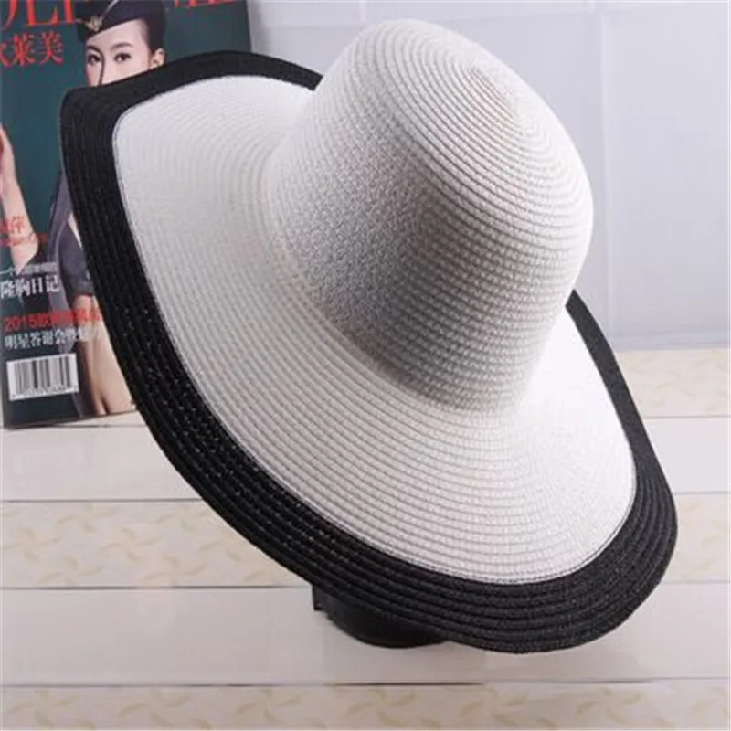 Шляпа Женская Складная соломенная Пляжная Панама пластиковый козырек от солнца