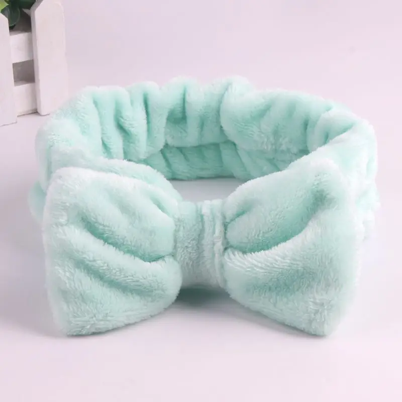 green Новая буква OMG лук повязки мягкий коралловый флис мыть лицо макияж ободок Девушки Женщины держатель тюрбан повязки для волос аксессуары для волос - Цвет: green