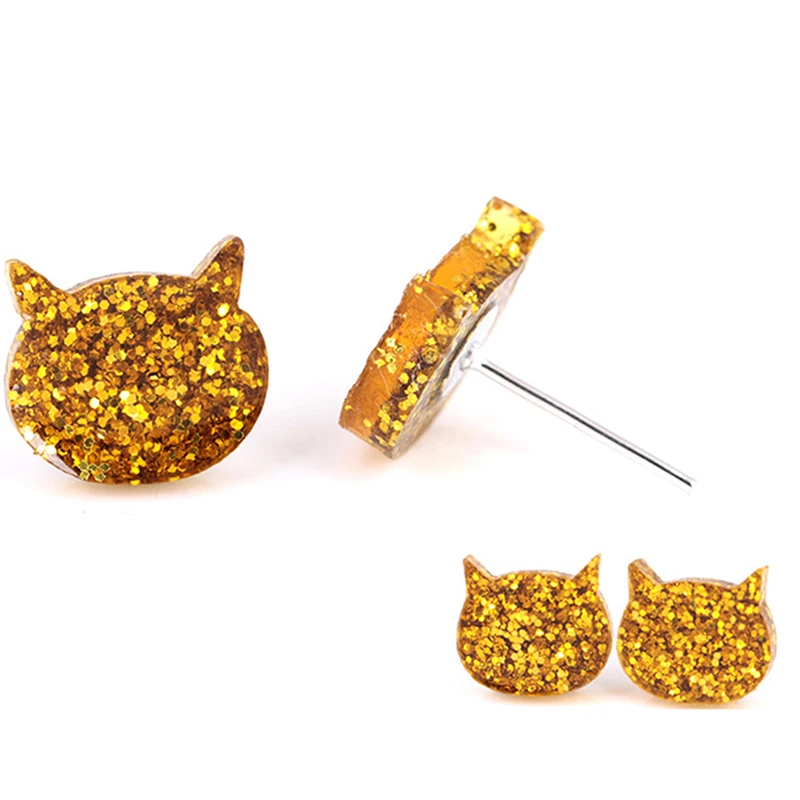 1 пара Красочные кошачье лицо маленькие серьги гвоздики для женщин партии милые в