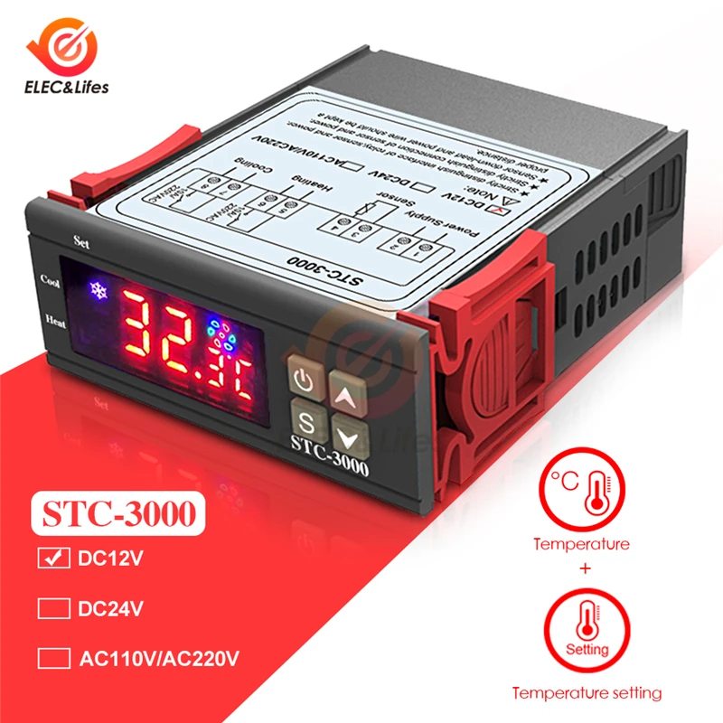 STC-3000 ЖК-дисплей цифровой Температура Управление; термостат нагреватель для инкубатора холодильник кулер Температура Сенсор Управление Переключатель 220V 12V