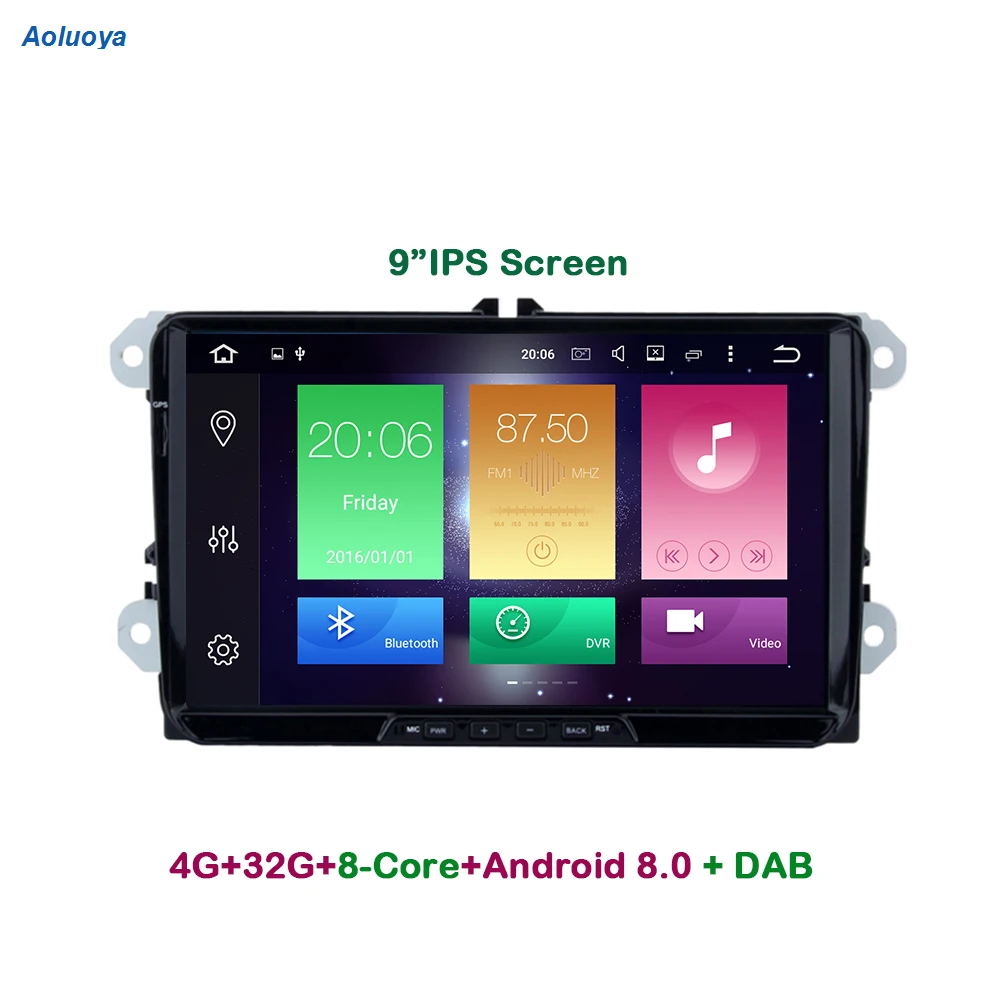 Aoluoya IPS 4 Гб ОЗУ 32 ГБ Восьмиядерный Android автомобильный DVD GPS плеер для Skoda VW Volkswagen golf 5