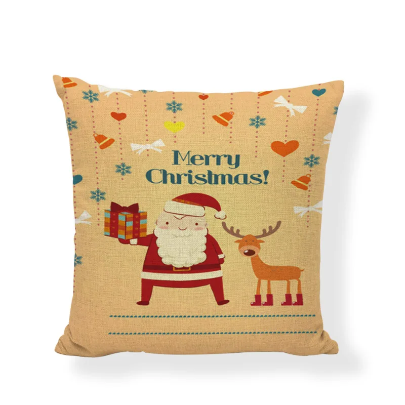

New Arrivals Cushion Cover Christmas Pillows Thanksgiving Day Gifts Yellow Decorative Throw Pillows Santa Claus Pillow Cover