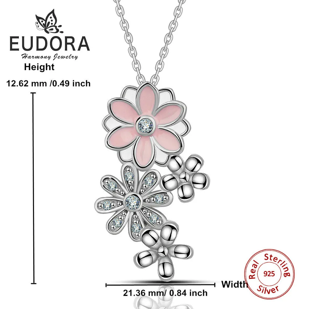 Женское ожерелье из серебра 925 пробы с розовым цветком вишни|silver pendant necklace|925 sterling
