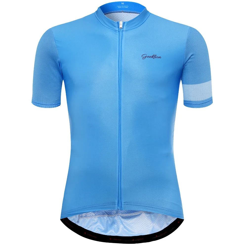 Спортивная быстросохнущая футболка Geeklion Pro Team Ropa Ciclismo синяя облегающая с