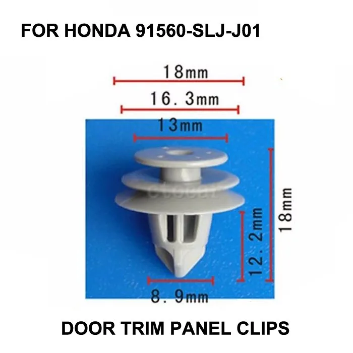 

x10pcs OEM Nylon Door Trim Panel Retainer Clip 18x12mm 91560-SLJ-J01 For Honda Acura For Civic, For CR-V & For Pilot / Universal