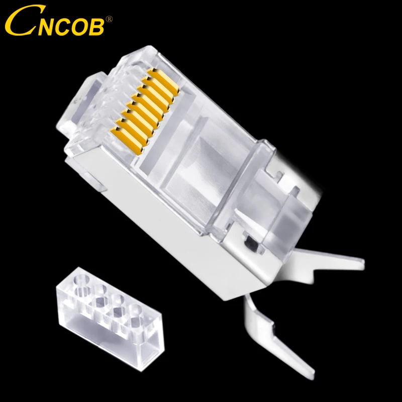 CNCOB 30 шт. Cat 7 RJ45 сетевой Кабельный разъем Cat6a Кристальный штекер экран