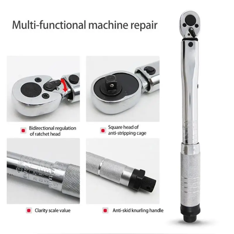 Torque Wrench Bike 1/2 Square Drive 5-210N.m Two-way Precise Ratchet Wrench Spanner Repair Key Hand Tool