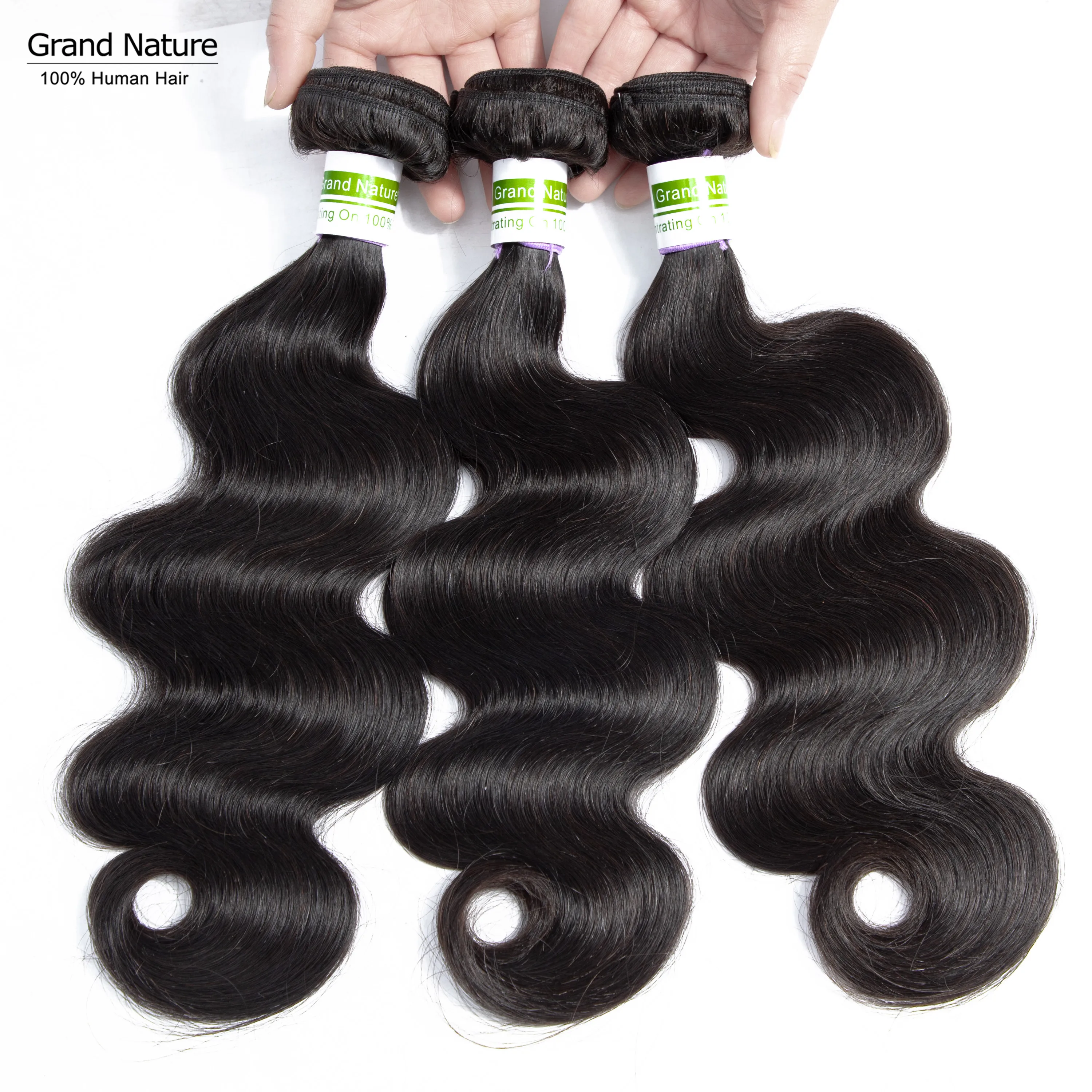 Grand Natural 10A Virgin Hair ткет бразильские волнистые человеческие волосы один пучок натуральный черный один Даритель может быть окрашен и отбелен